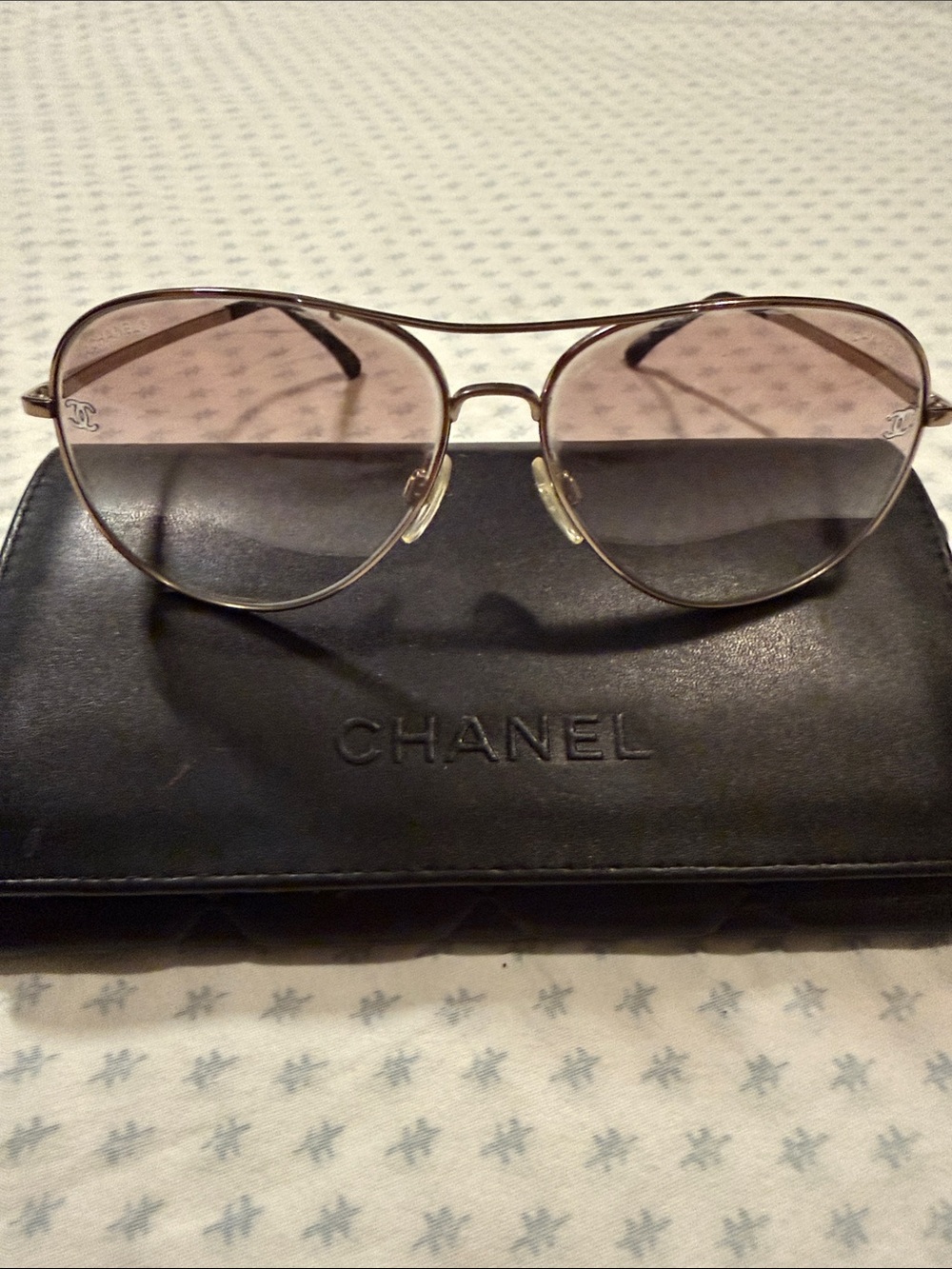 CHANEL Gold Frame Sunglasses with Pink Gradient Lenses - CHANEL